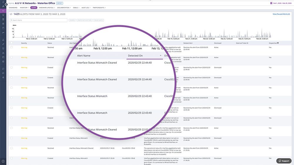 screenshot - Alert History